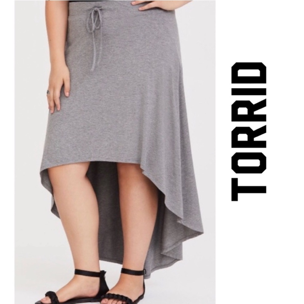 TORRID Grey Hi-Lo Jersey Maxi Skirt Size 1